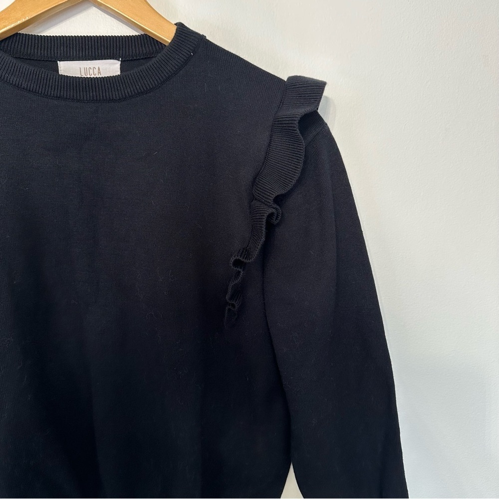 LUCCA Crew Neck Sweater with ruffle sleeve